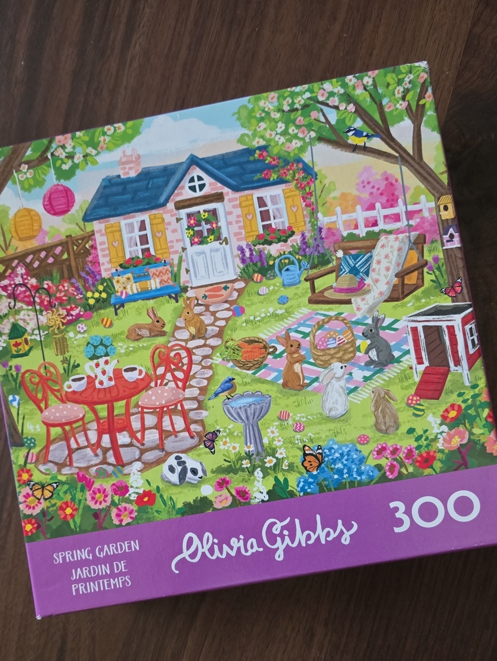 Olivia Gibbs Spring Garden Puzzle — Vibrant Blue, Green & Pink
